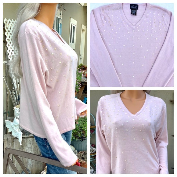 🎉HP🎊 NWOT 16/18 Kathy Lee Blush Sequined Sweater - Picture 6 of 8